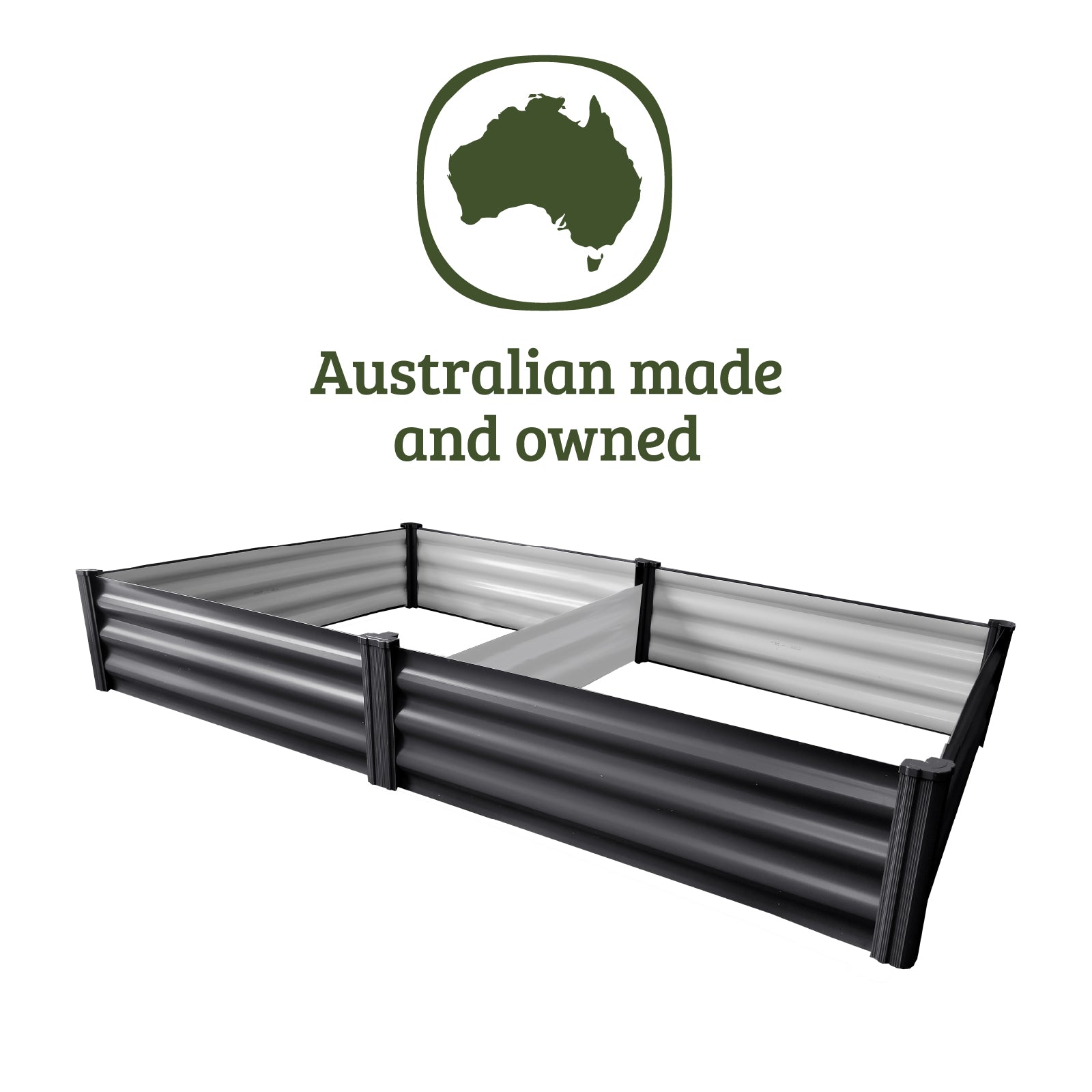 Modular T-Post Rectangle Raised Garden Bed 180 x 90 x 30cm Monument