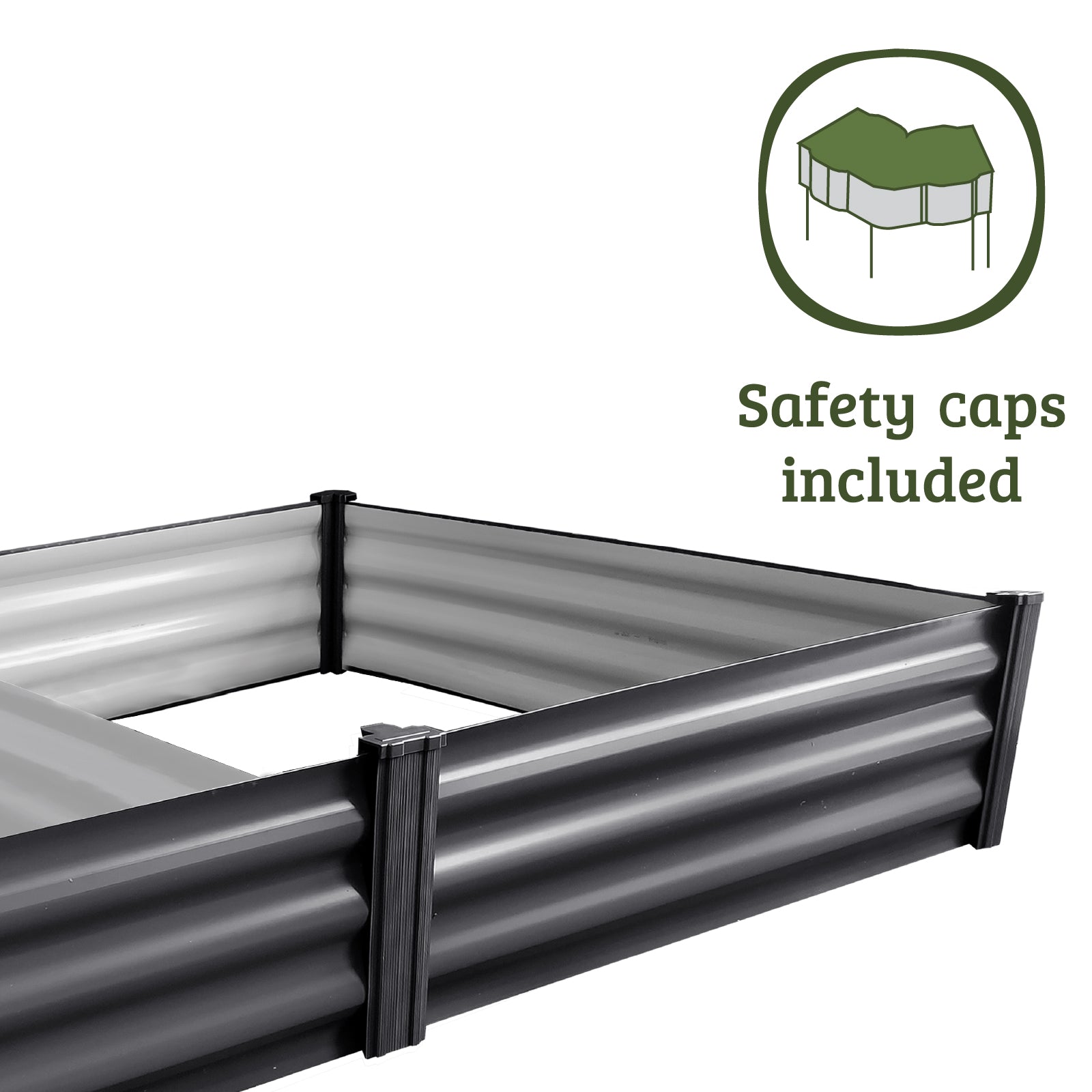Modular T-Post Rectangle Raised Garden Bed 180 x 90 x 30cm Monument