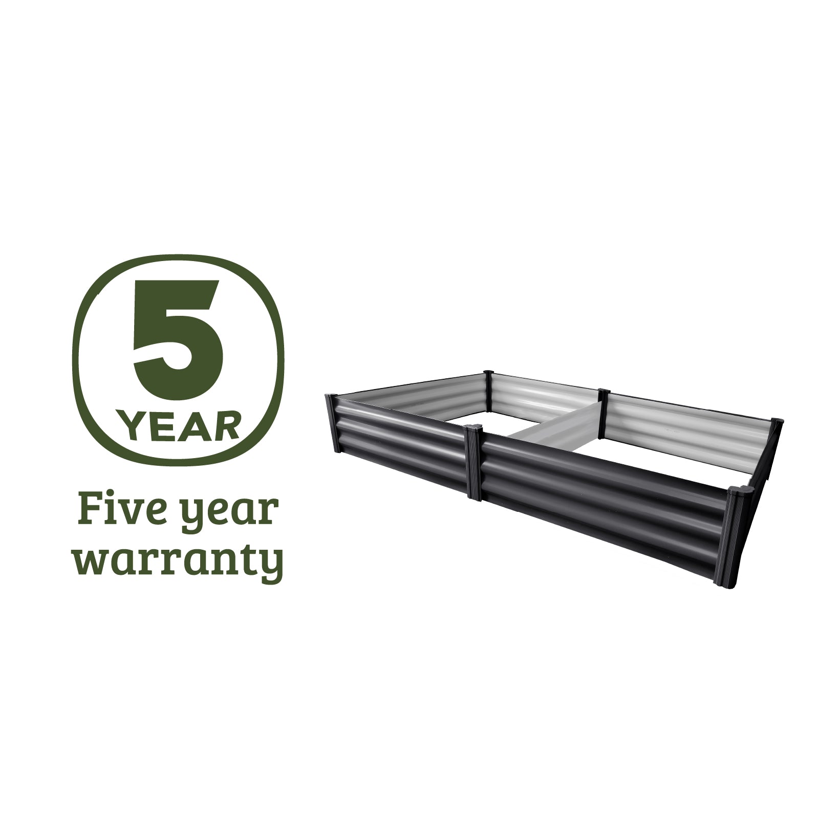 Modular T-Post Rectangle Raised Garden Bed 180 x 90 x 30cm Monument