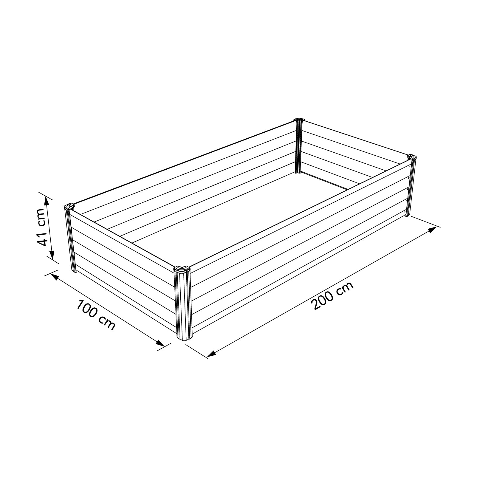 CLEARANCE - Red Rectangle Raised Garden Bed 200 x 100 x 41cm