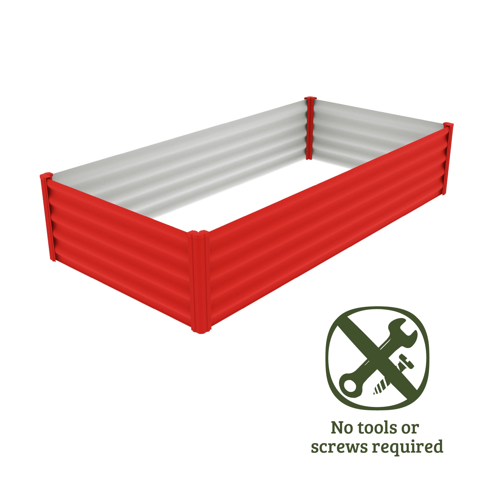 CLEARANCE - Red Rectangle Raised Garden Bed 200 x 100 x 41cm