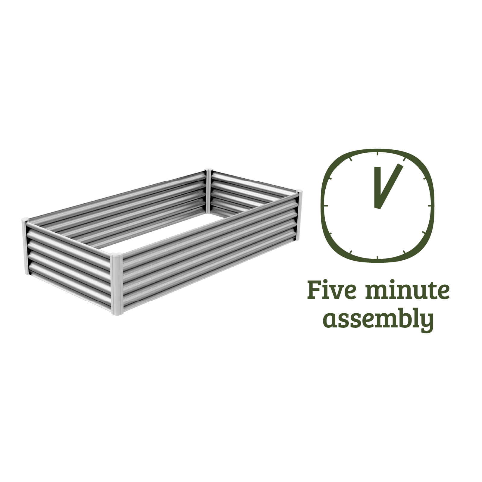Rectangle Raised Garden Bed 200 x 100 x 41cm Zincalume