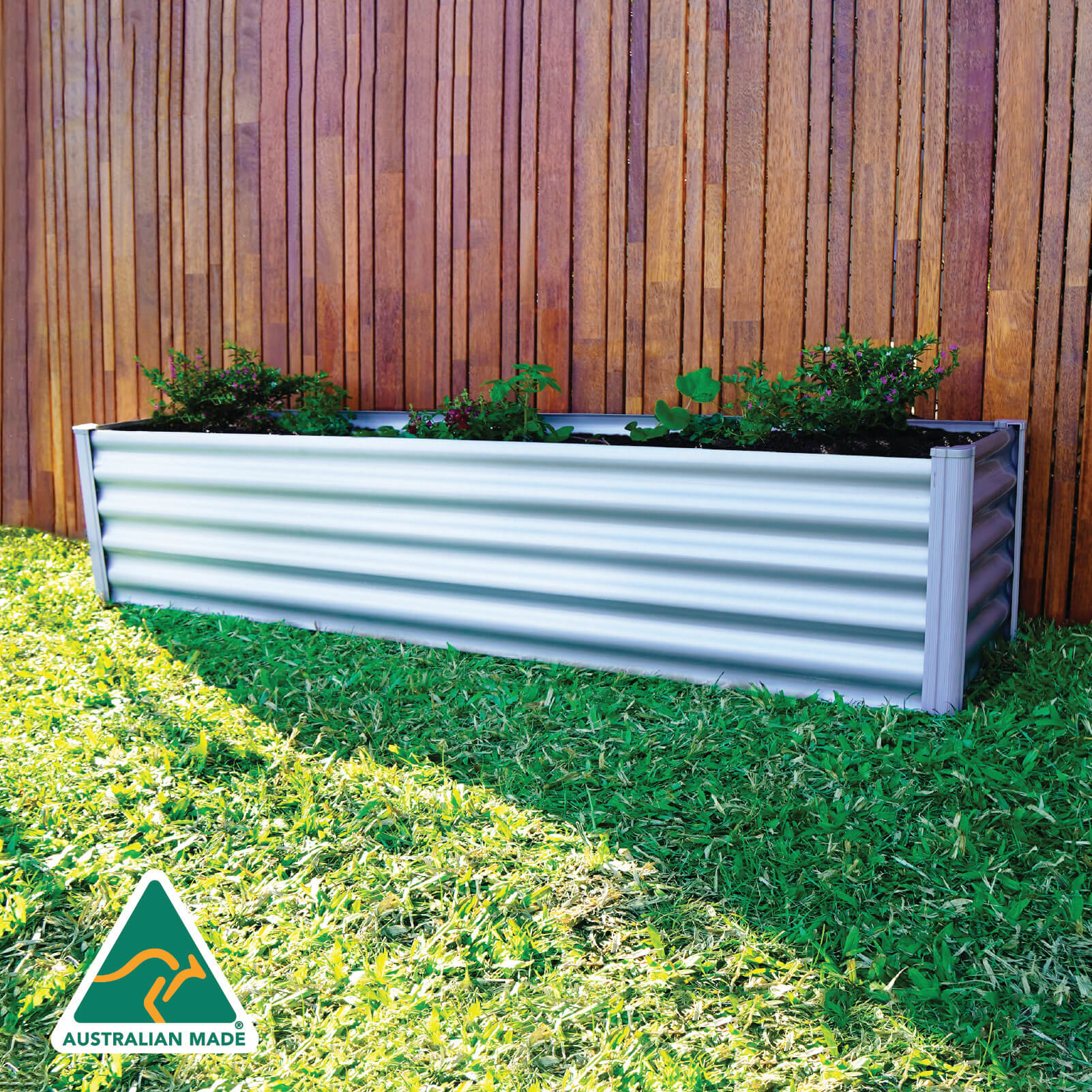 Narrow Rectangle Raised Garden Bed 200 x 50 x 41cm Zincalume
