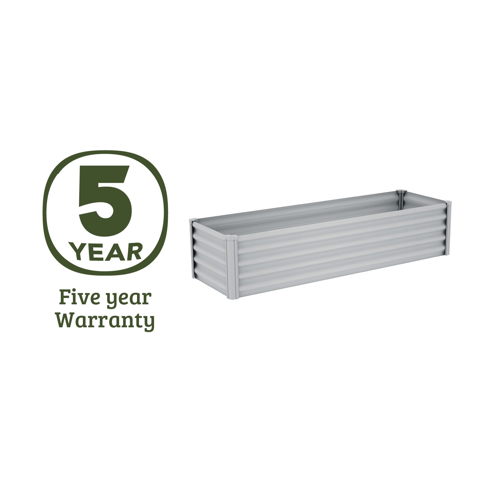 Narrow Rectangle Raised Garden Bed 200 x 50 x 41cm Zincalume