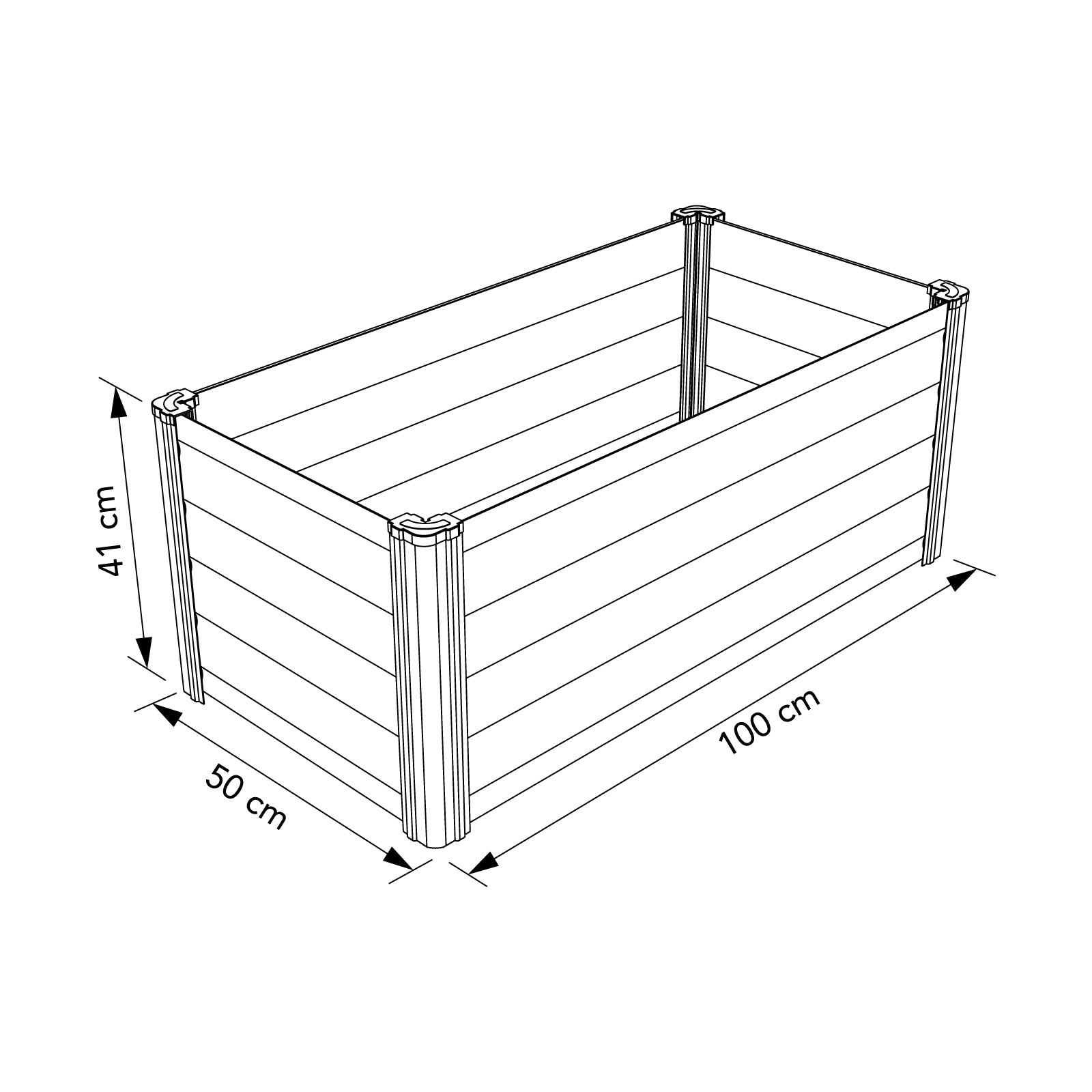 Narrow Rectangle Raised Garden Bed 100 x 50 x 41cm