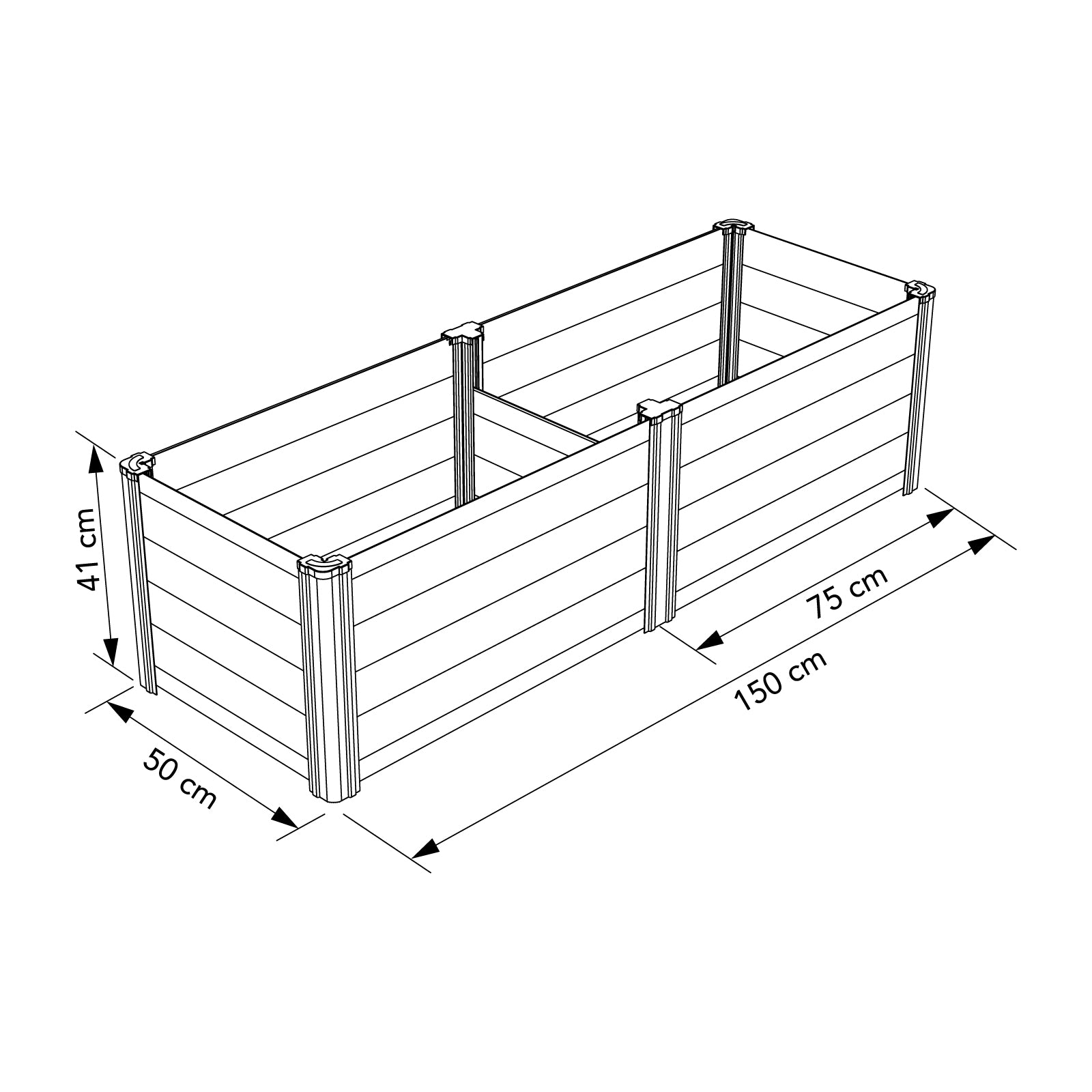 Modular Raised Garden Bed 150 x 50 x 41cm