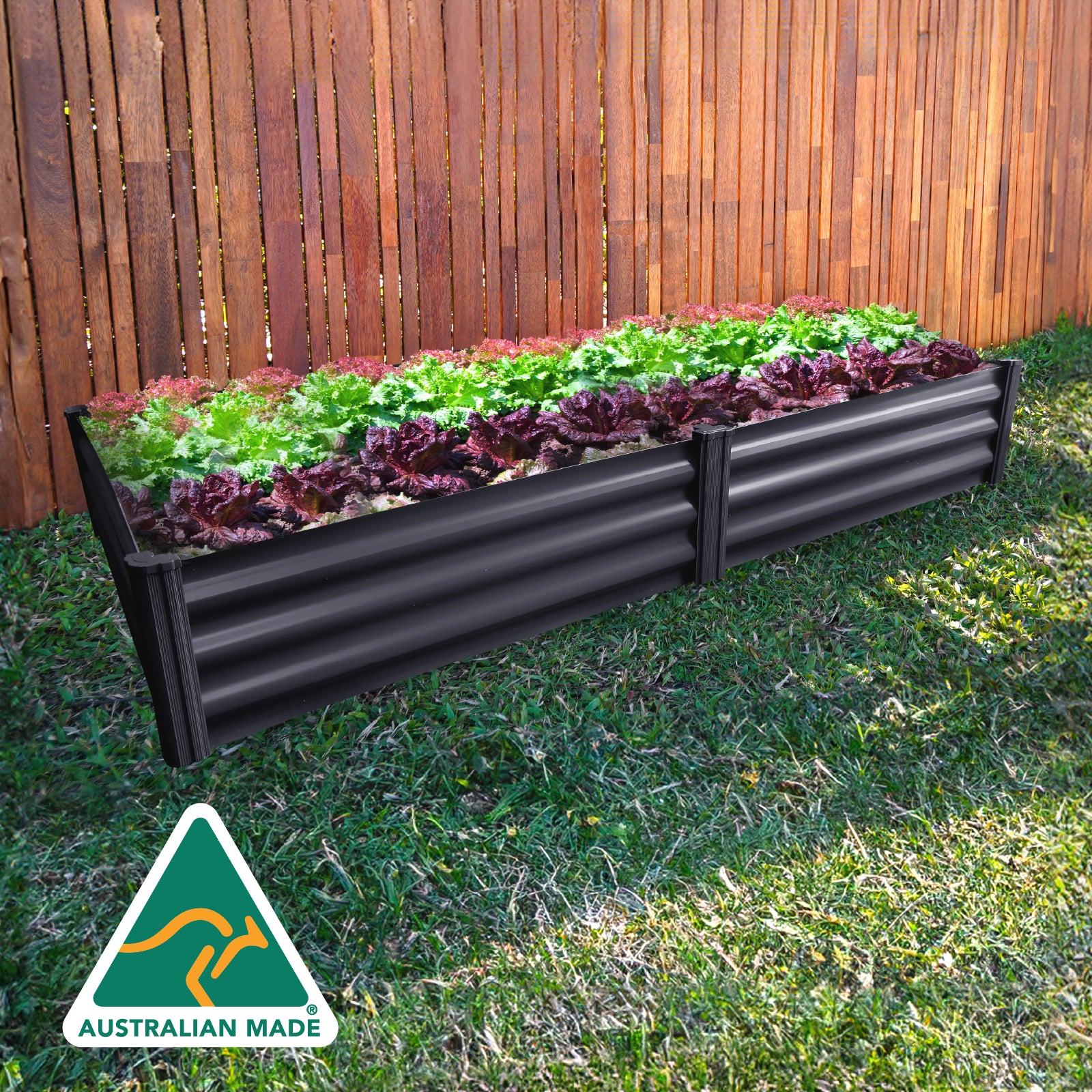 Modular T-Post Rectangle Raised Garden Bed 180 x 90 x 30cm Monument