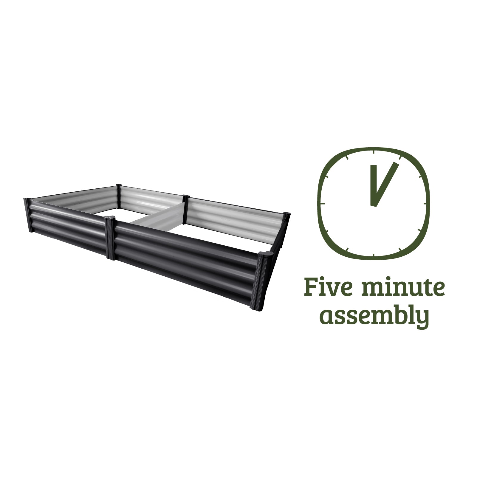Modular T-Post Rectangle Raised Garden Bed 180 x 90 x 30cm Monument