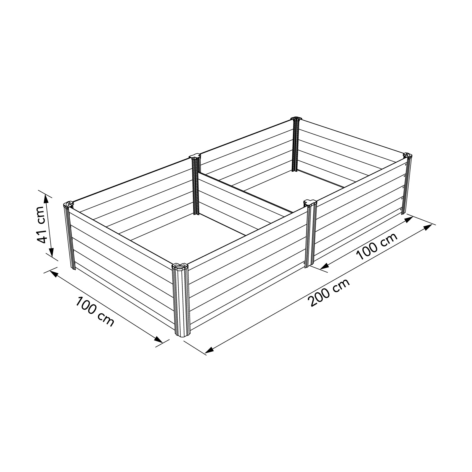 Modular Raised Garden Bed 200 x 100 x 41cm