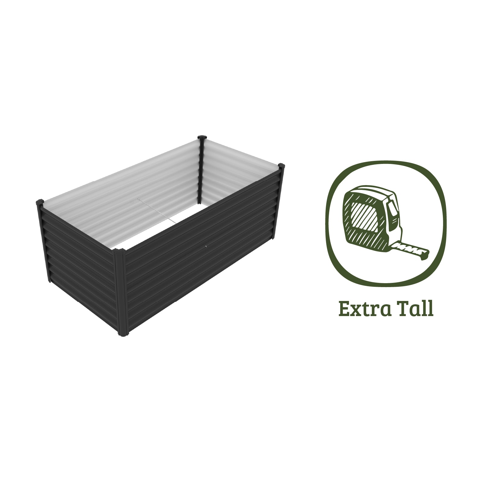 Extra High Rectangle Raised Garden Bed 200 x 100 x 73cm