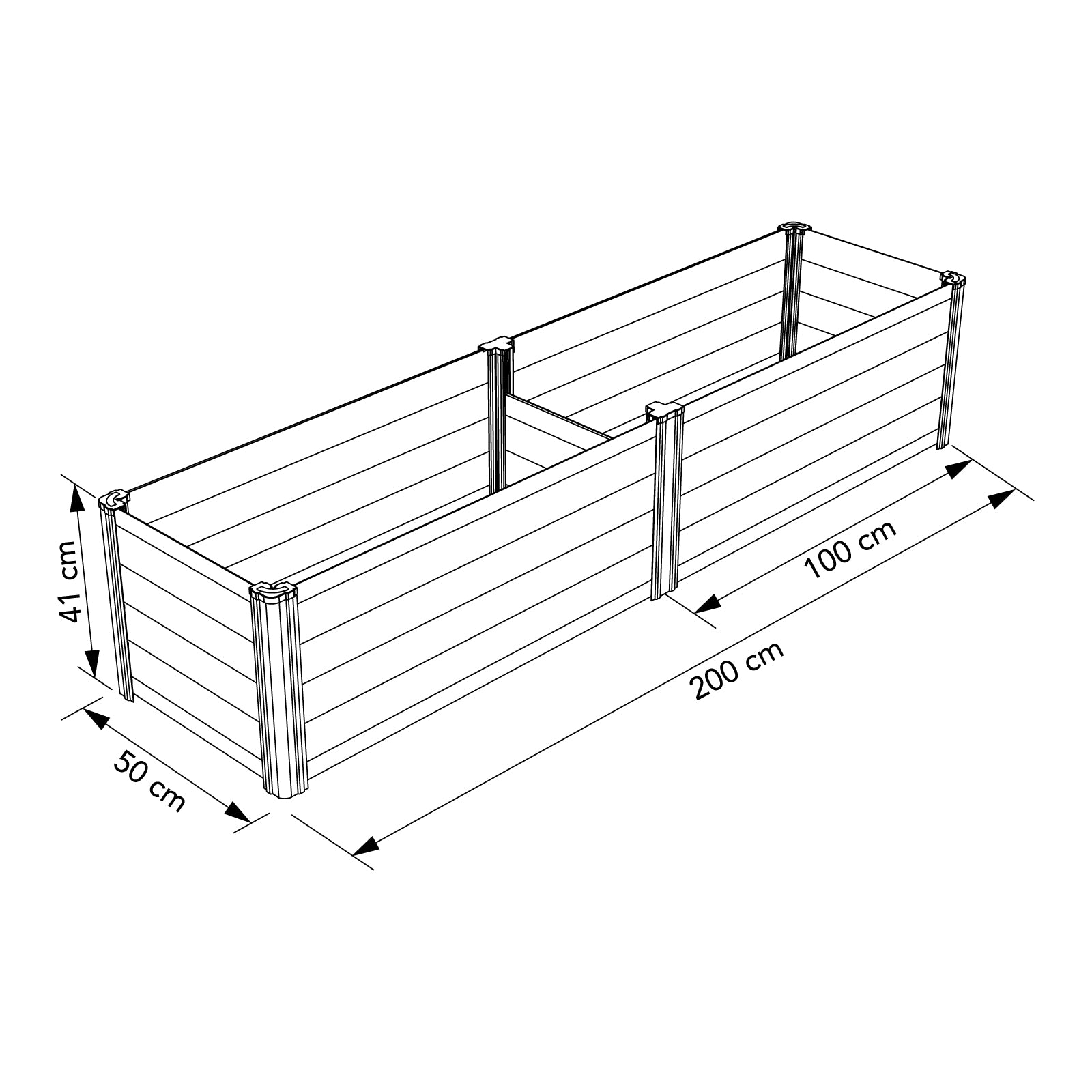 Modular Raised Garden Bed 200 x 50 x 41cm