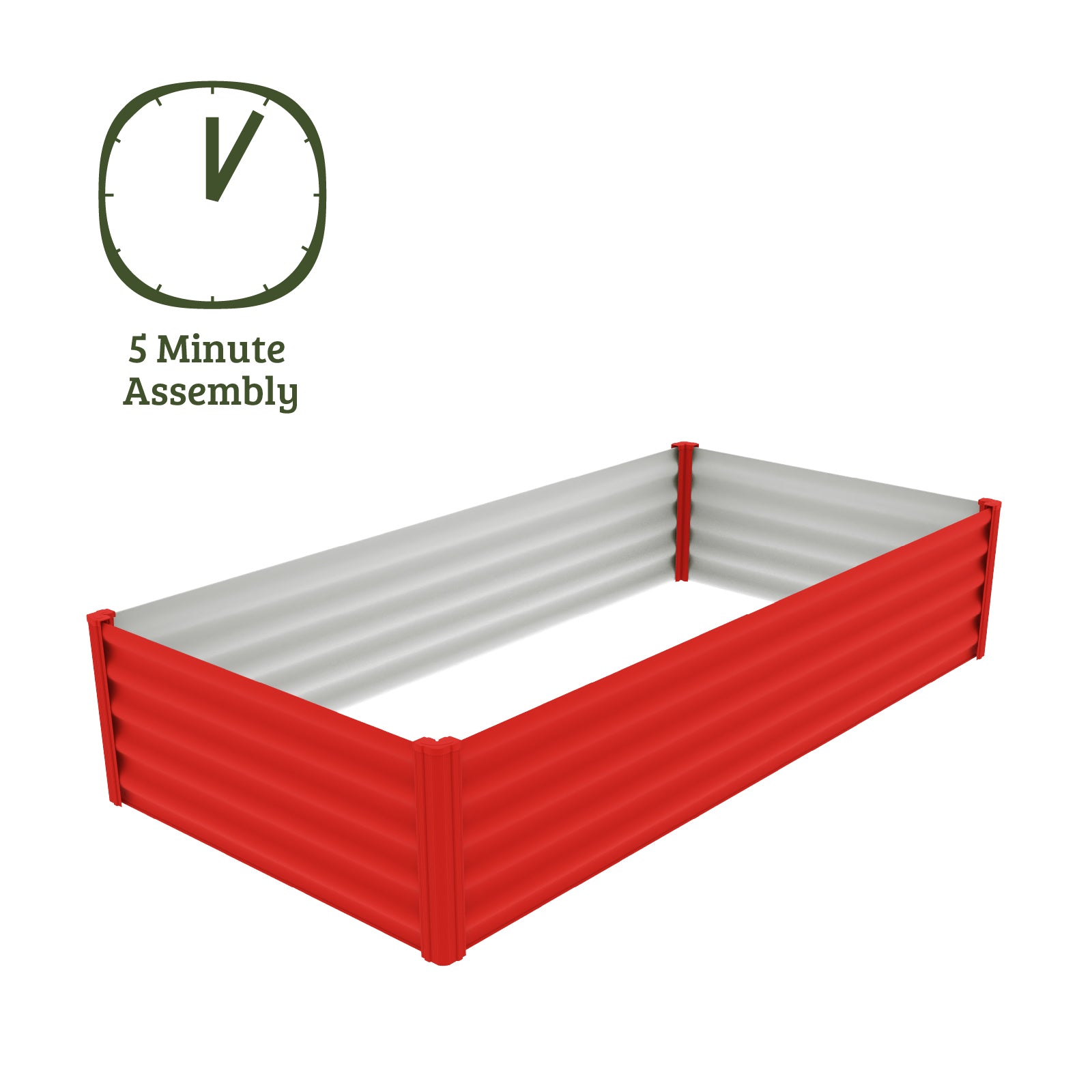 CLEARANCE - Red Rectangle Raised Garden Bed 200 x 100 x 41cm