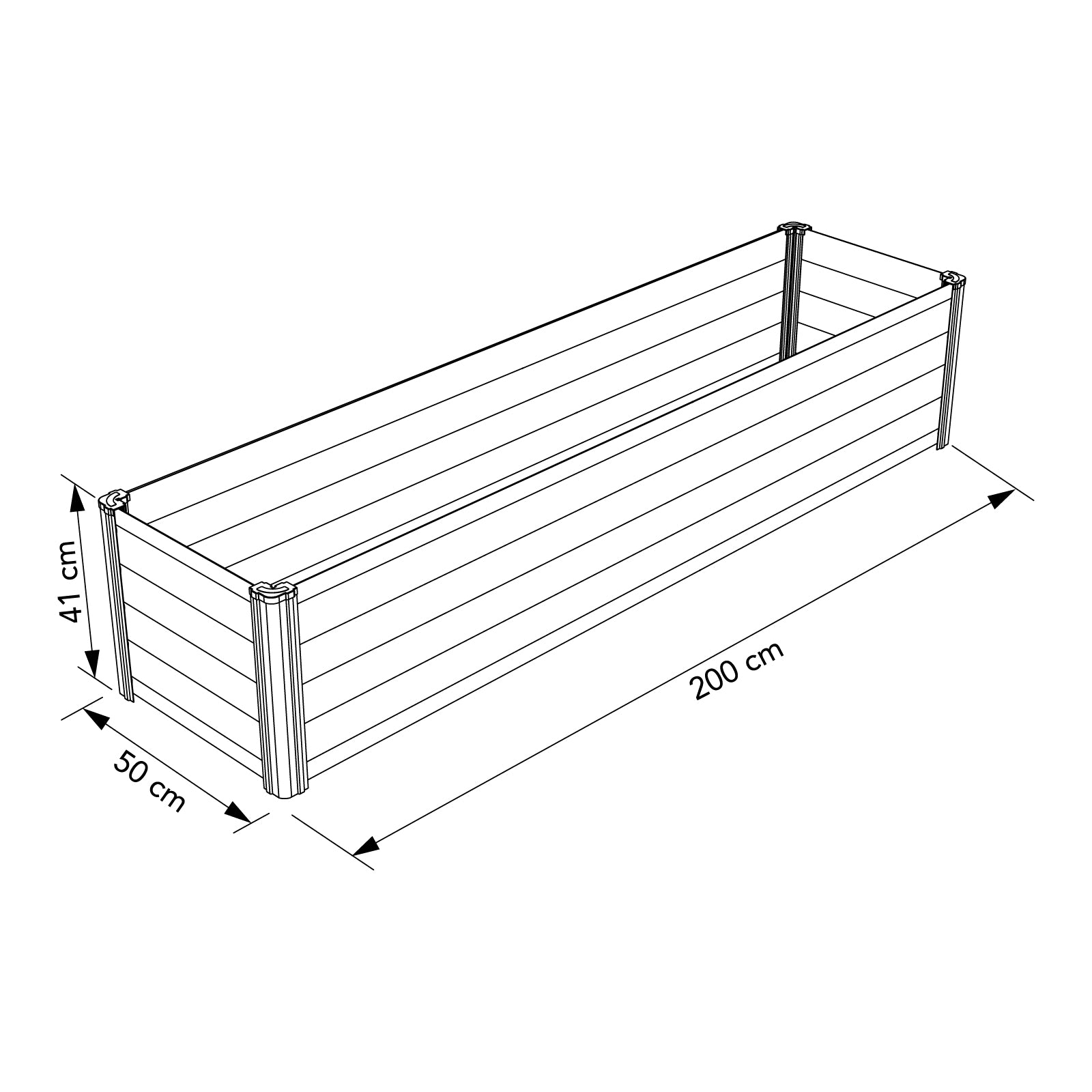 CLEARANCE - Red Narrow Rectangle Raised Garden Bed 200 x 50
