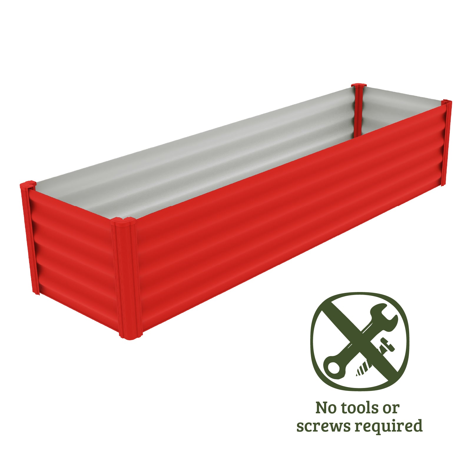 CLEARANCE - Red Narrow Rectangle Raised Garden Bed 200 x 50