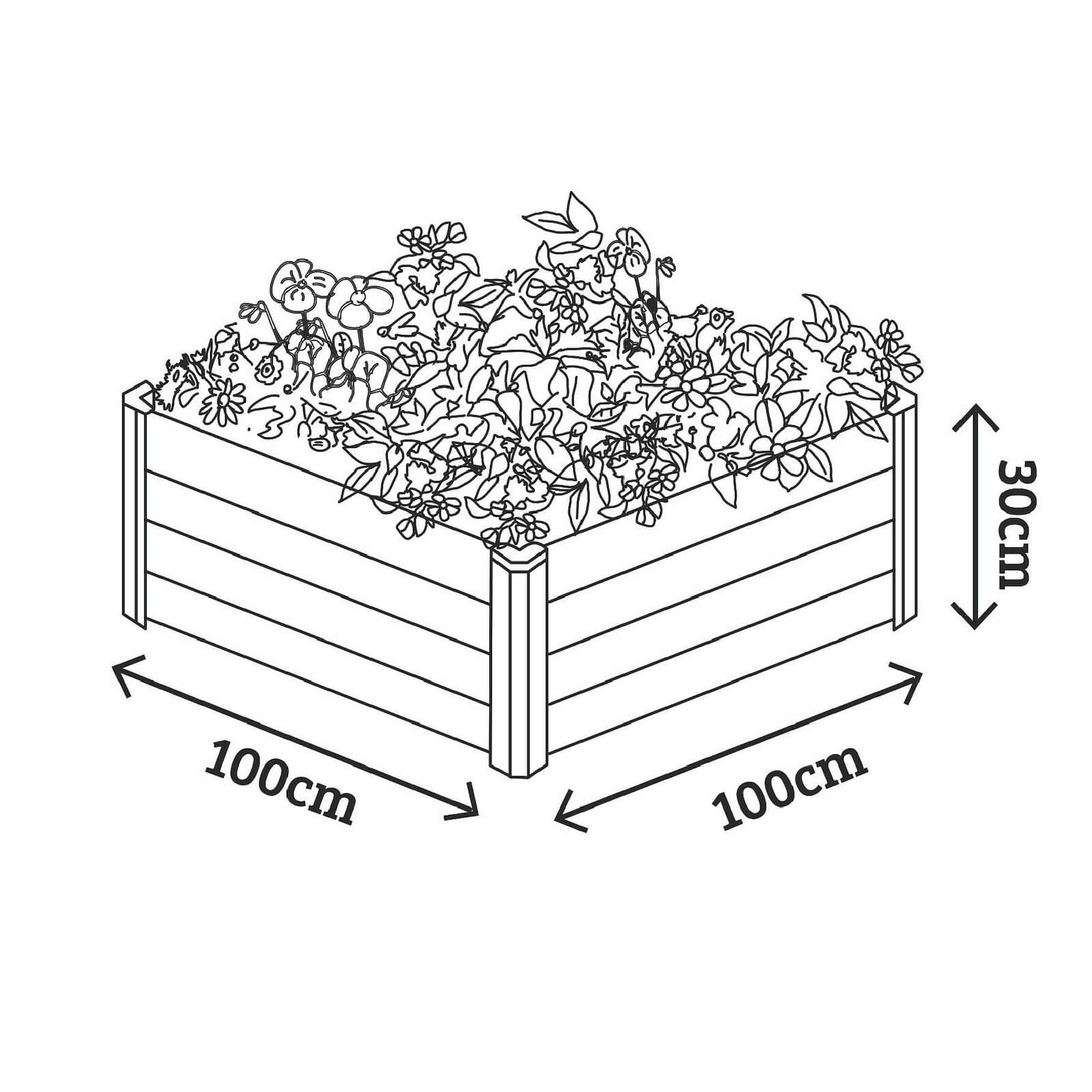 Square Raised Garden Bed 100 x 100 x 30cm