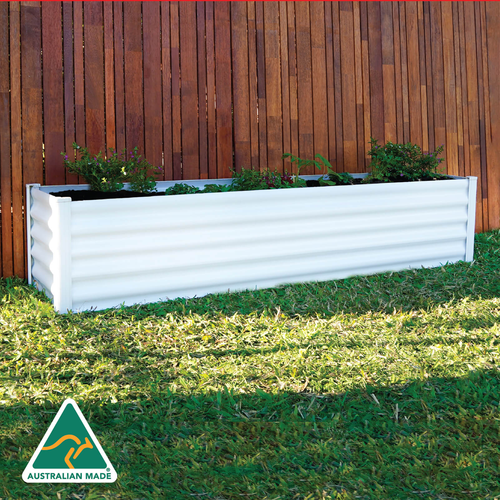 Narrow Rectangle Raised Garden Bed 200 x 50 x 41cm