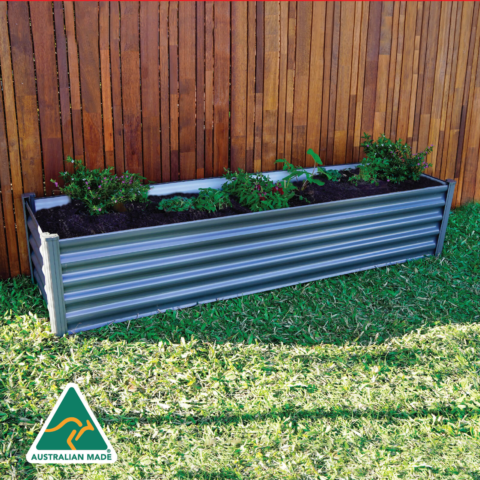 Narrow Rectangle Raised Garden Bed 200 x 50 x 41cm