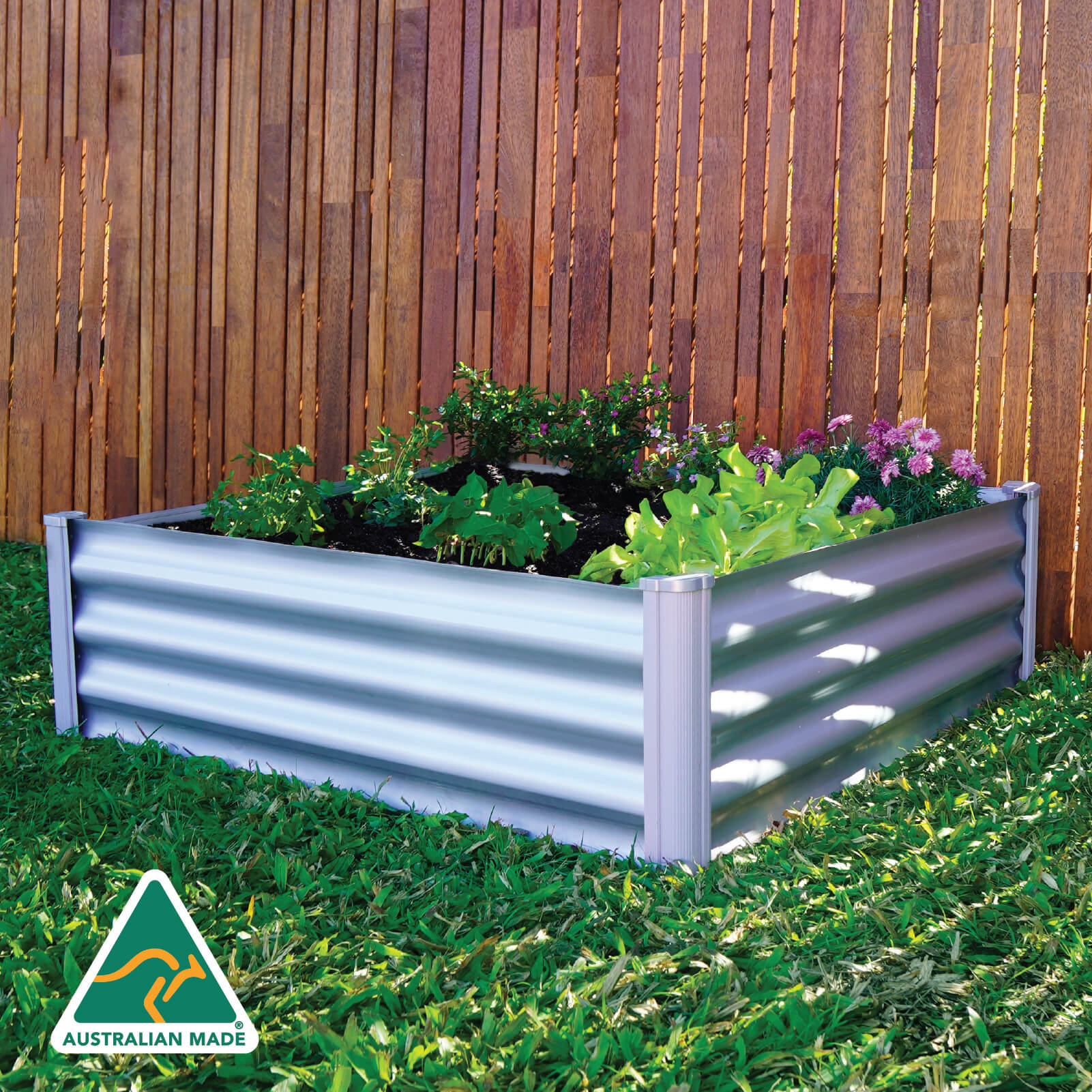 Square Raised Garden Bed 100 x 100 x 30cm Zincalume