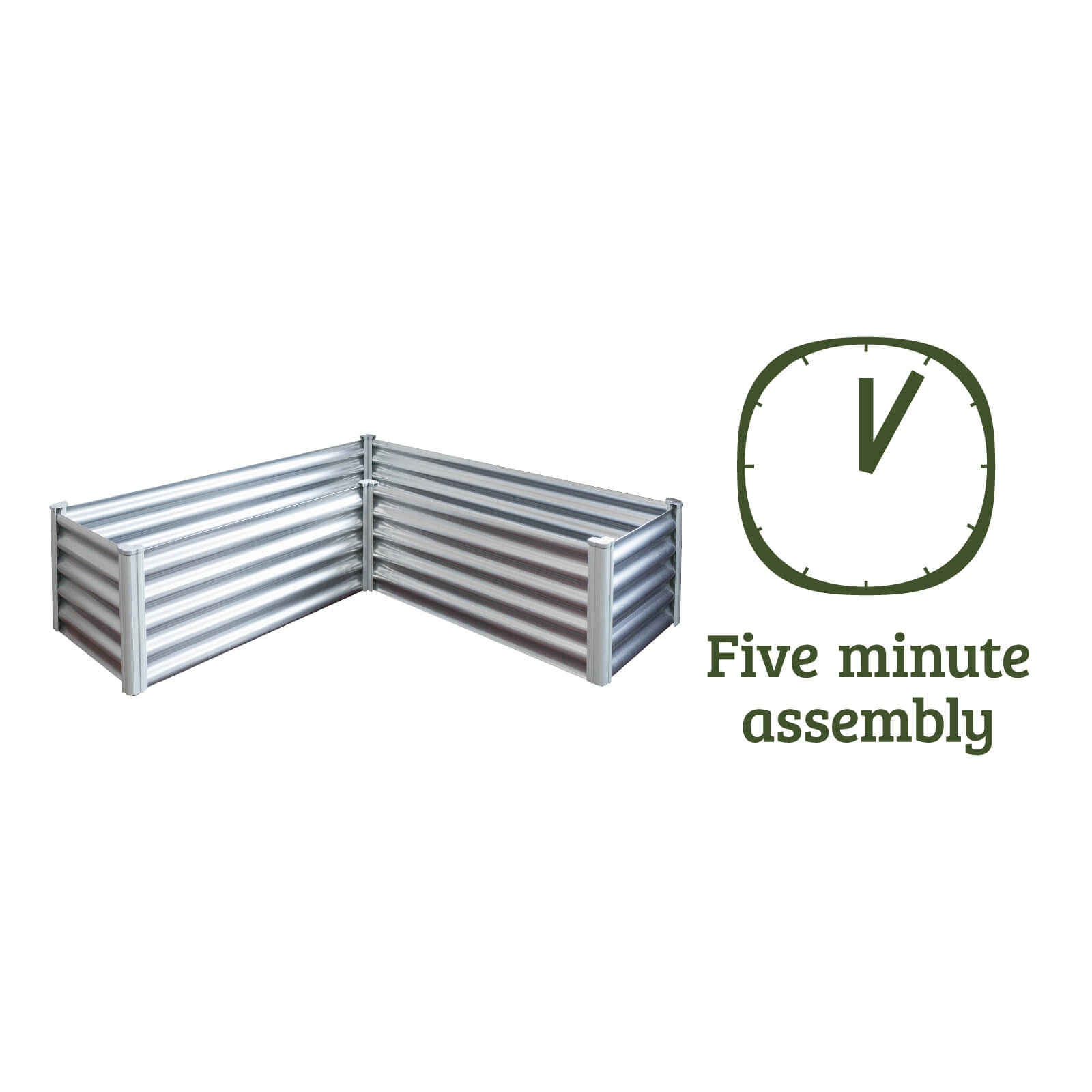 L-Shape Raised Garden Bed 150 x 150 x 41cm Zincalume