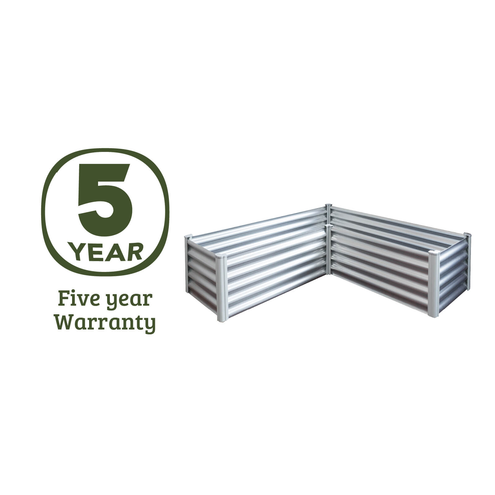 L-Shape Raised Garden Bed 150 x 150 x 41cm Zincalume