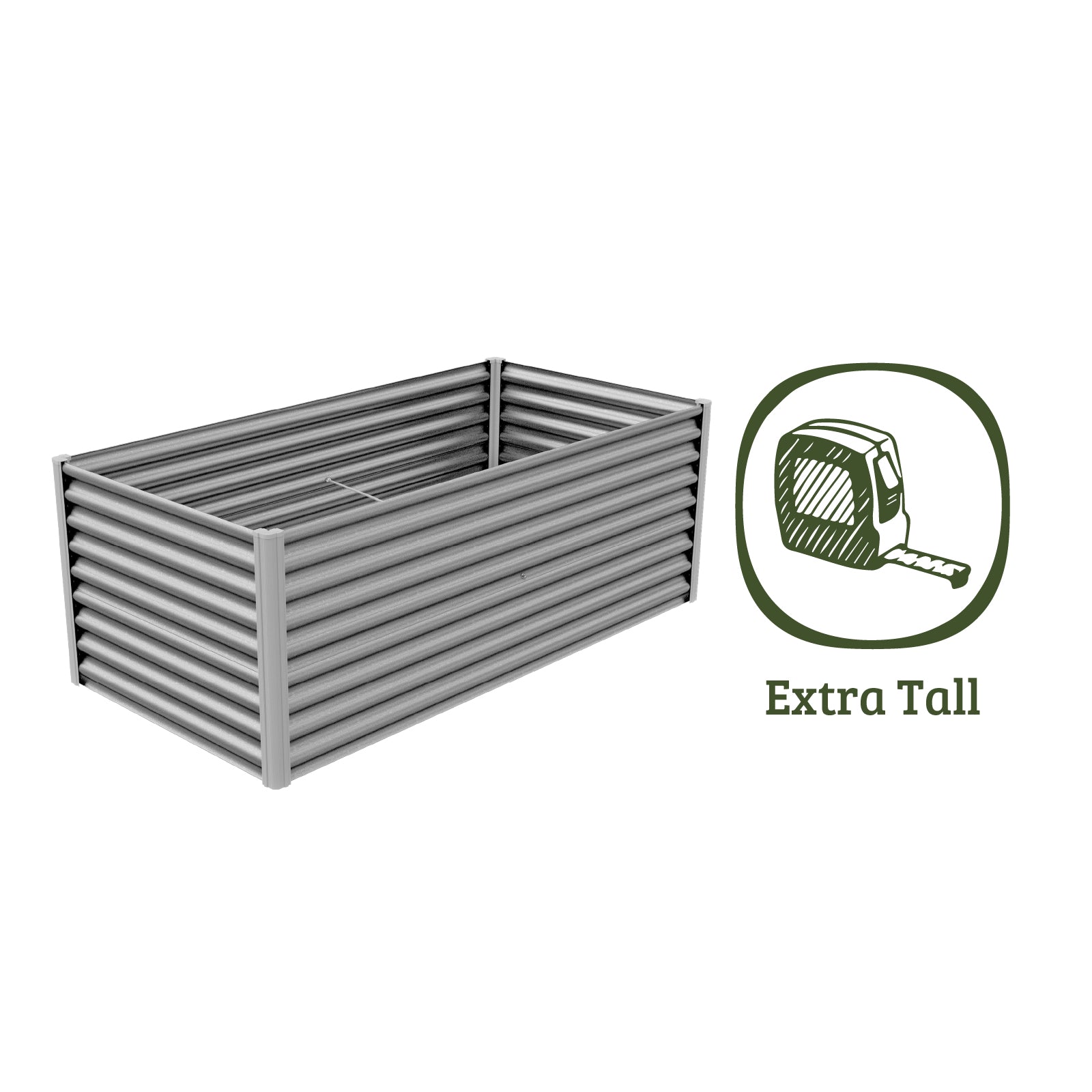 Extra High Rectangle Raised Garden Bed 200 x 100 x 73cm Zincalume