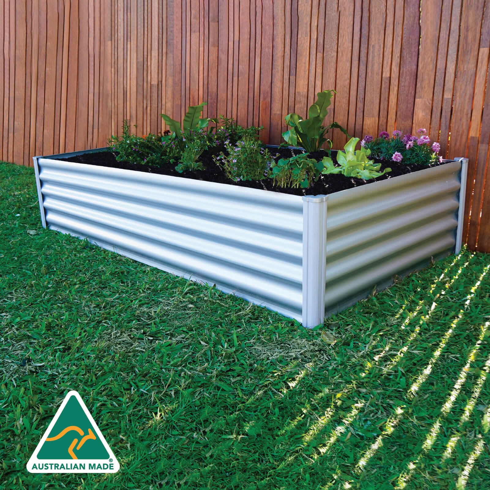 Rectangle Raised Garden Bed 200 x 100 x 41cm Zincalume