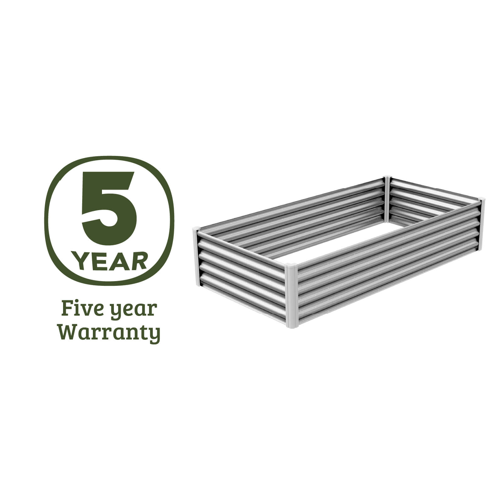 Rectangle Raised Garden Bed 200 x 100 x 41cm Zincalume